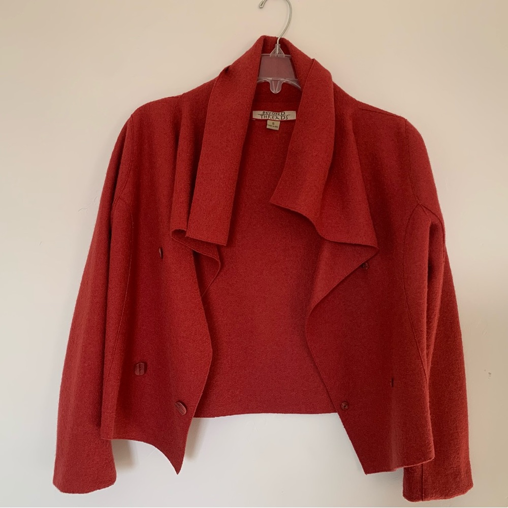 beyond threads felted alpaca & merino wool cropped jacket/cardigan